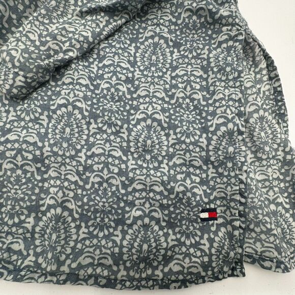 TOMMY HILFIGER |‎ Women's 24 Long Sleeve Blue Floral Peasant Blouse Tunic Sheer - Picture 4 of 9